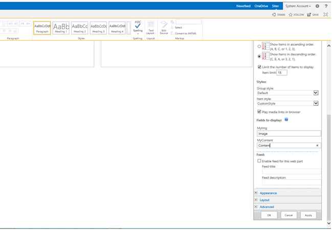 column name from the list